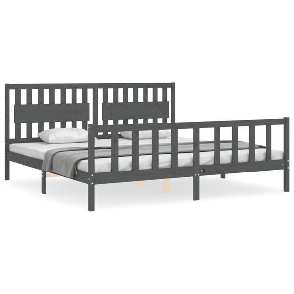 vidaXL Bed Frame without Mattress Grey 200x200 cm Solid Wood Pine