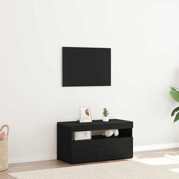 vidaXL TV Cabinet Black Oak 75 x 35 x 40 cm Engineered Wood