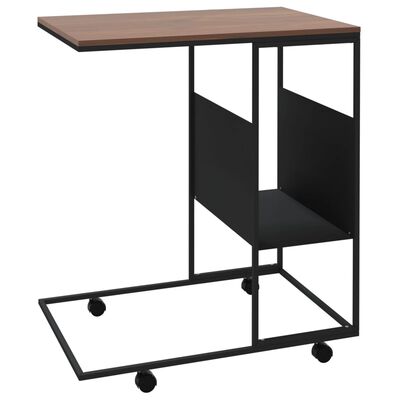 vidaXL Side Table with Wheels Black 55x36x63.5 cm Engineered Wood