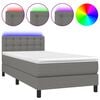 vidaXL Box Spring Bed with Mattress&LED Dark Grey 90x200cm Fabric