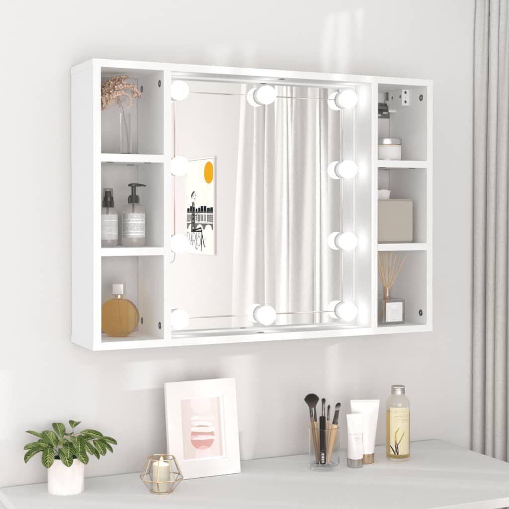 vidaXL Key Cabinet Compact Wall Mount White With Glass Photo Frame And Six Hooks For Home Use