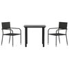 vidaXL 3 Piece Garden Dining Set Black Poly Rattan and Steel
