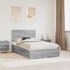 vidaXL Bed Frame with Drawer Grey Sonoma 120 x 190 cm Engineered Wood