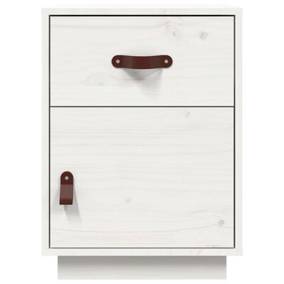 vidaXL Bedside Cabinet White 40x34x55 cm Solid Wood Pine