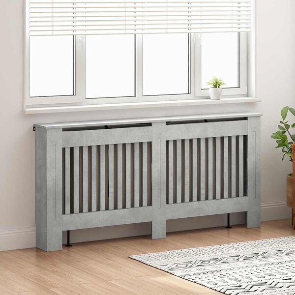 vidaXL Radiator Cover Concrete Grey 172 x 19 x 81.5 cm Engineered Wood