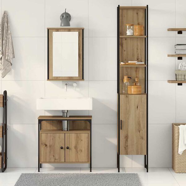 vidaXL Bathroom Furniture Set 3 pcs Artisan Oak Engineered Wood