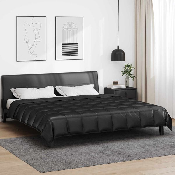vidaXL Full Year Duvet Black 200 x 240 cm Satin and Microfiber