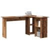 vidaXL Desk with Shelf Old Wood 142 x 102 x 73 cm Engineered Wood