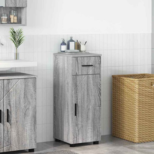 vidaXL Bathroom Cabinet with Drawer Grey Sonoma 30 x 35 x 80 cm
