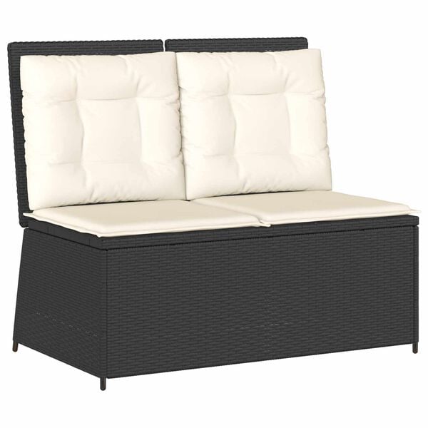 vidaXL Garden Bench Black Poly Rattan