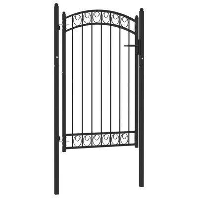 vidaXL Fence Gate with Arched Top Steel 100x150 cm Black