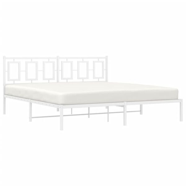 vidaXL Metal Bed Frame without Mattress with Headboard White 180x200cm