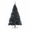 vidaXL Artificial Pre-lit Christmas Tree Black 210 cm PVC