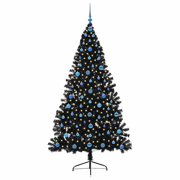 vidaXL Artificial Pre-lit Christmas Tree Black 210 cm PVC