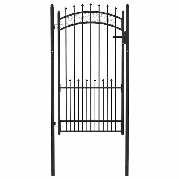 vidaXL Fence Gate with Spikes Steel 104x134.5 cm Black