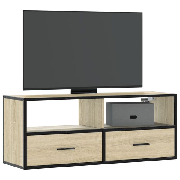 vidaXL TV Cabinet Sonoma Oak 100x31x39.5 cm Engineered Wood and Metal