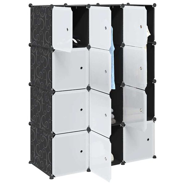 vidaXL Storage Cube Organiser with 12 Cubes and Hanging Rods PP