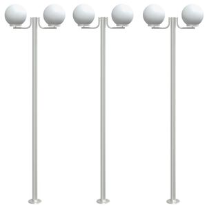 vidaXL Outdoor Floor Lamps 3pcs Silver 215 cm Stainless Steel