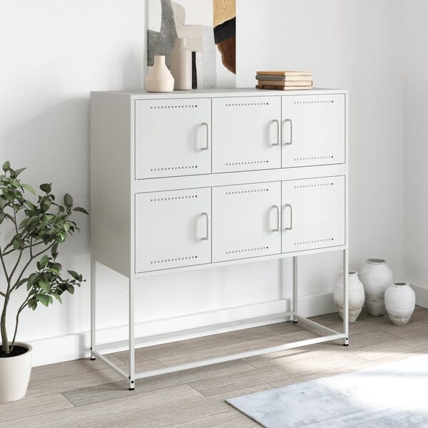 vidaXL Sideboard White 100.5x39x107 cm Steel