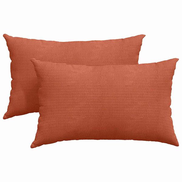 vidaXL Sofa Pillows 2 pcs Red Orange 50 x 30 cm Corduroy Fabric