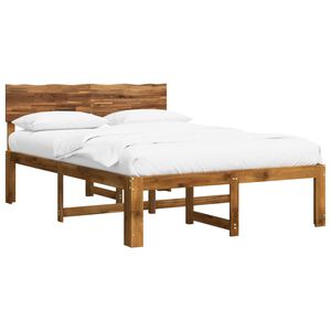 vidaXL Double Bed Frame with Headboard ROSTOCK Natural 140 x 190 cm