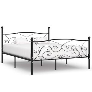 vidaXL Bed Frame without Mattress with Slatted Base Black Metal 200x200 cm