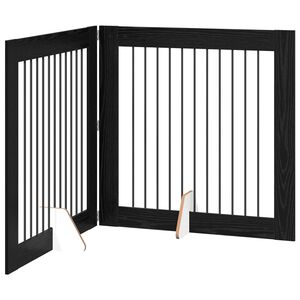 vidaXL Foldable Dog Gate with Stands 2 pcs Black Oak 200.5 cm