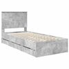 vidaXL Bed Frame with Drawer Concrete Grey 90 x 190 cm Engineer Wood
