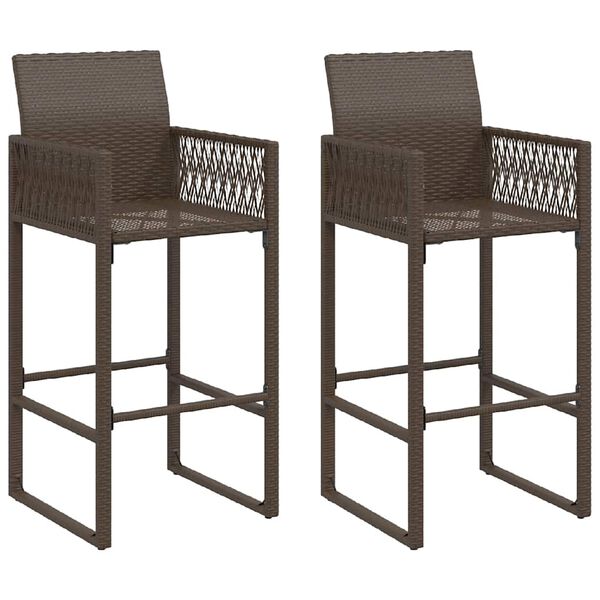vidaXL Garden Bar Stools 2 pcs Brown Poly Rattan