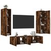 vidaXL 6 Piece TV Wall Units with LED Smoked Oak Engineered Wood