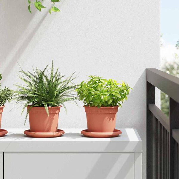 vidaXL Round Flower Pot 24 pcs Brick Red &Oslash; 12.5 x 10 cm Plastic