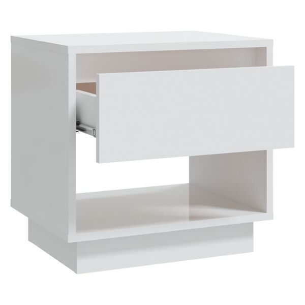 vidaXL Bedside Cabinet High Gloss White 45x34x44 cm Engineered Wood
