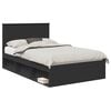 vidaXL Bed Frame with Drawer Plain Black 135 x 190 cm Solid Pine Wood