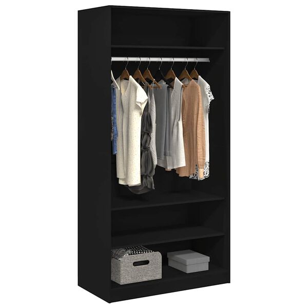 vidaXL Wardrobe Black 100x50x200 cm Engineered Wood