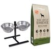 vidaXL Feeding Stand and Bowl with Dog Food Silver and Black