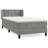 vidaXL Box Spring Bed with Mattress Light Grey 90x200 cm Velvet