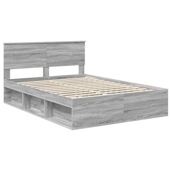 vidaXL Bed Frame Grey Sonoma 140 x 190 cm Engineered wood