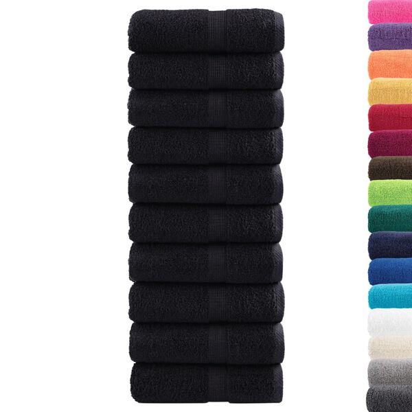 vidaXL Premium Guest Towels SOLUND 10 pcs Black 30x50 cm 600 gsm