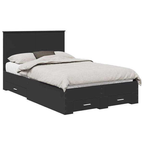 vidaXL Bed Frame with Headboard Black 120 x 190 cm Engineered Wood