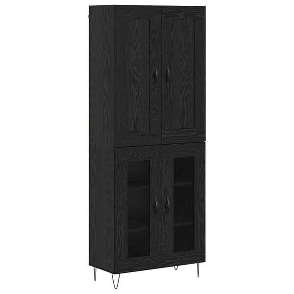 vidaXL Highboard Black Oak 69.5 x 34 x 180 cm Engineered Wood