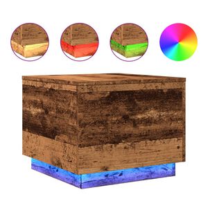 vidaXL Coffee Table with LED Lights Old Wood 50x50x40 cm