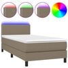 vidaXL Box Spring Bed with Mattress&LED Taupe 90x200cm Fabric