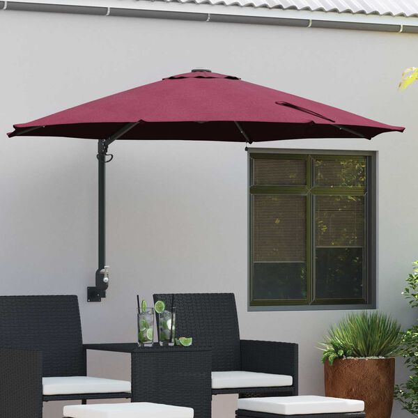 vidaXL Garden Parasol Manual Bordeaux Red 248 x 248 x 148 cm