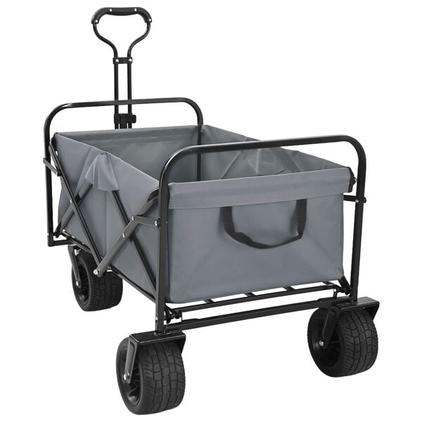 vidaXL Folding Hand Trolley Manual Grey 89 x 63 x 96 cm