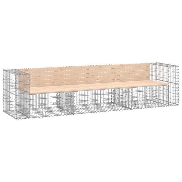 vidaXL Garden Bench Gabion Design 287x71x65.5 cm Solid Wood Pine