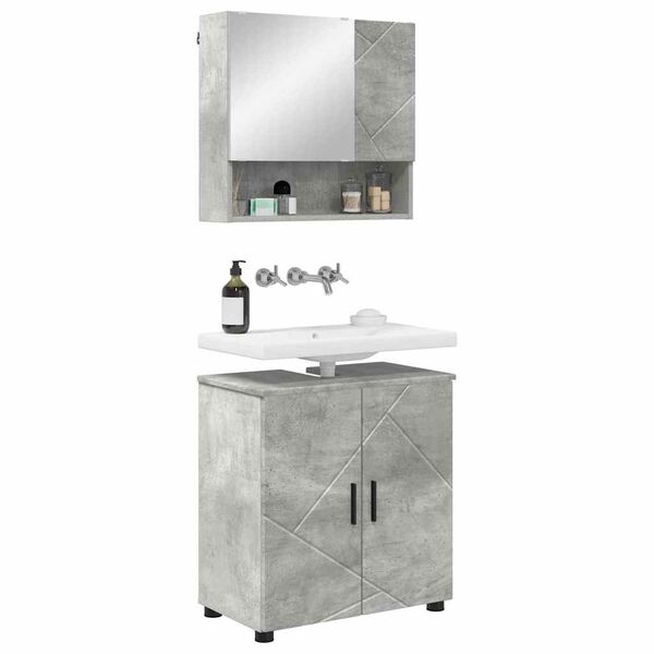 vidaXL Bathroom Furniture Set Wall-mounted 2 pcs Concrete Grey