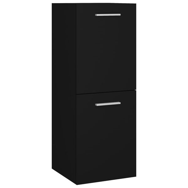 vidaXL Bathroom Cabinet Black 30x30x80 cm Engineered Wood