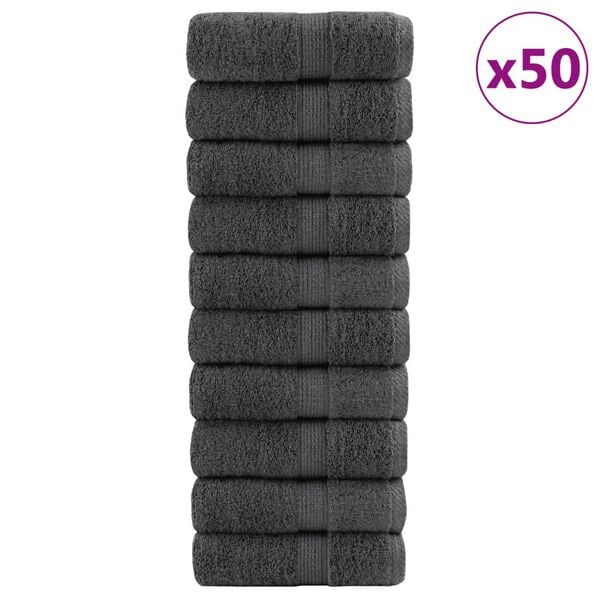 vidaXL Premium Guest Towels "SOLUND" 50 pcs Anthracite 30x50 cm 600 gsm