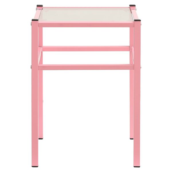 vidaXL Bedside Cabinet Pink&Transparent 42.5x33x44.5 cm Metal & Glass