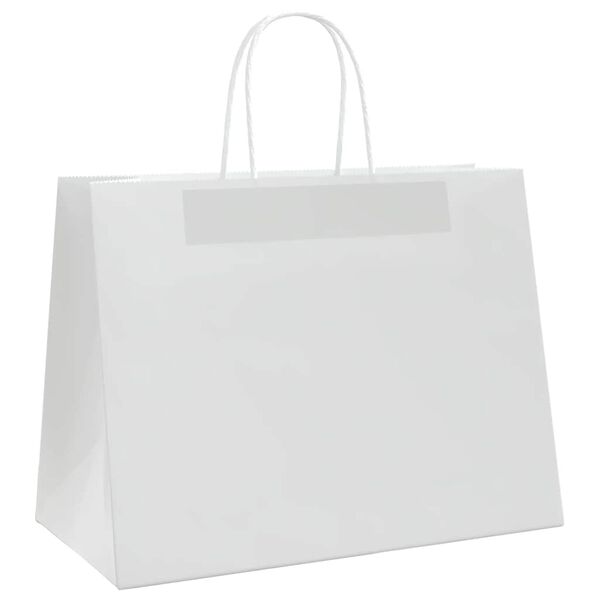 vidaXL Paper Bags 50 pcs with Handles White 32x17x25 cm